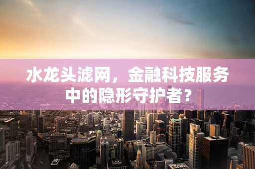 水龙头滤网，金融科技服务中的隐形守护者？