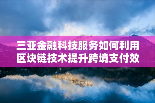 三亚金融科技服务如何利用区块链技术提升跨境支付效率？