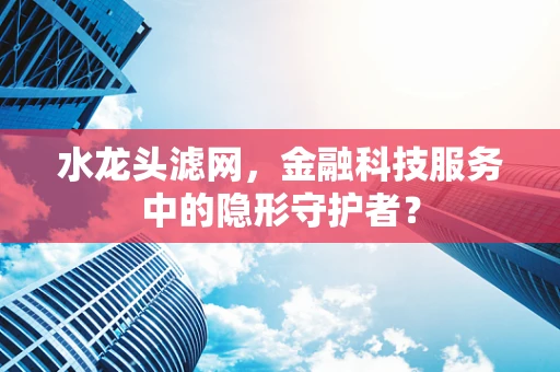 水龙头滤网，金融科技服务中的隐形守护者？