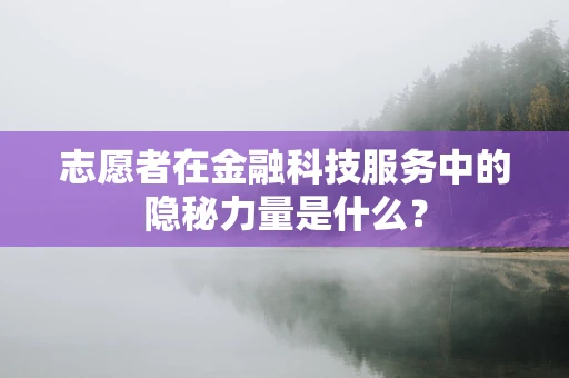志愿者在金融科技服务中的隐秘力量是什么？