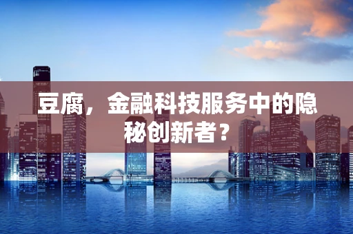 豆腐，金融科技服务中的隐秘创新者？