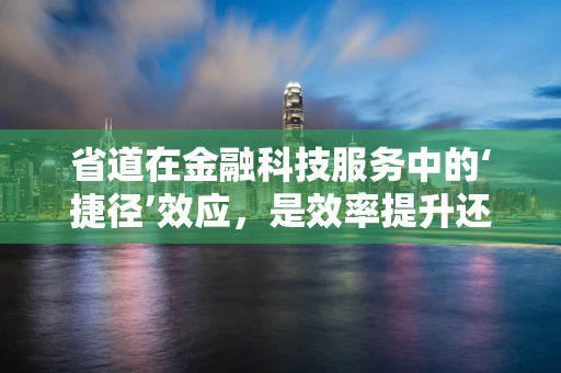 省道在金融科技服务中的‘捷径’效应，是效率提升还是成本转嫁？