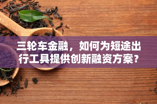 三轮车金融，如何为短途出行工具提供创新融资方案？