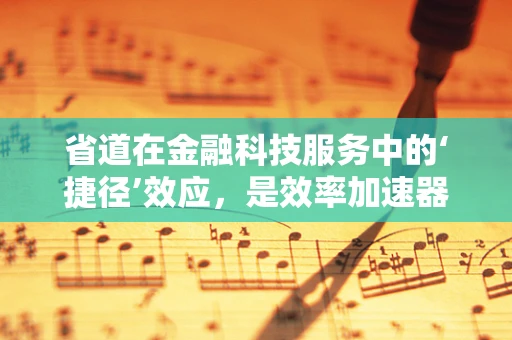 省道在金融科技服务中的‘捷径’效应，是效率加速器还是风险温床？