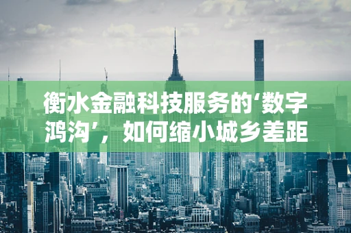 衡水金融科技服务的‘数字鸿沟’，如何缩小城乡差距？