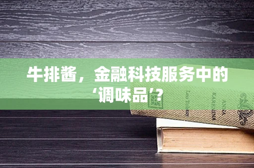 牛排酱，金融科技服务中的‘调味品’？
