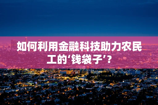 如何利用金融科技助力农民工的‘钱袋子’？
