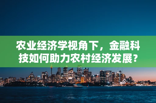 农业经济学视角下，金融科技如何助力农村经济发展？