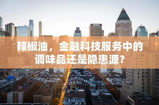 辣椒油，金融科技服务中的调味品还是隐患源？