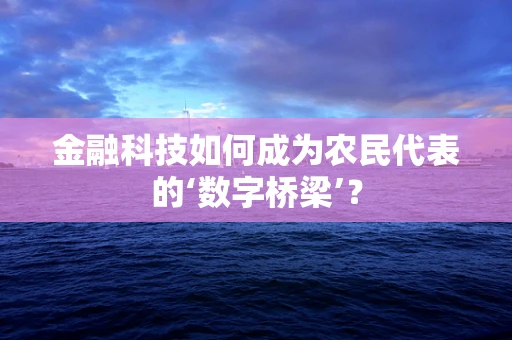 金融科技如何成为农民代表的‘数字桥梁’？
