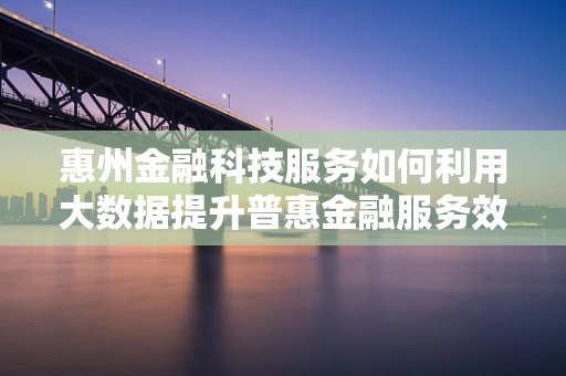 惠州金融科技服务如何利用大数据提升普惠金融服务效率？