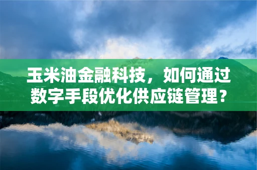 玉米油金融科技，如何通过数字手段优化供应链管理？