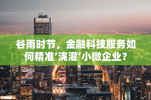谷雨时节，金融科技服务如何精准‘浇灌’小微企业？