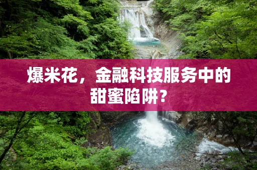 爆米花，金融科技服务中的甜蜜陷阱？