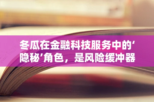 冬瓜在金融科技服务中的‘隐秘’角色，是风险缓冲器还是创新催化剂？