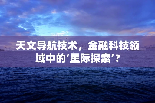 天文导航技术，金融科技领域中的‘星际探索’？