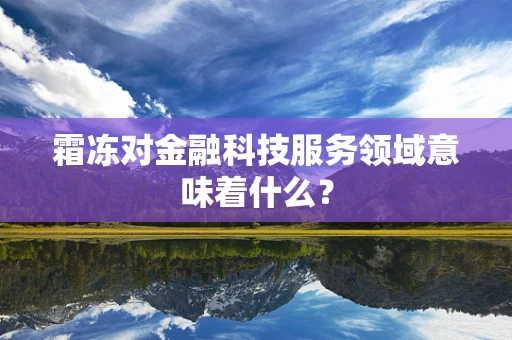霜冻对金融科技服务领域意味着什么？