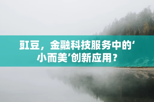 豇豆，金融科技服务中的‘小而美’创新应用？