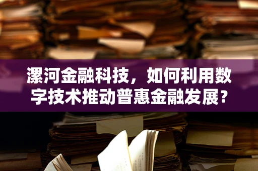 漯河金融科技，如何利用数字技术推动普惠金融发展？