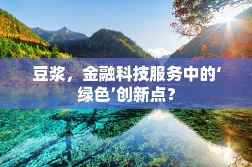 豆浆，金融科技服务中的‘绿色’创新点？