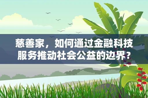 慈善家，如何通过金融科技服务推动社会公益的边界？