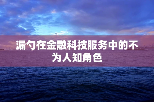 漏勺在金融科技服务中的不为人知角色