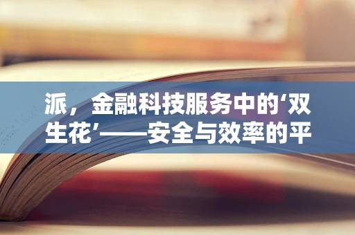 派，金融科技服务中的‘双生花’——安全与效率的平衡之道？