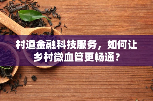 村道金融科技服务，如何让乡村微血管更畅通？