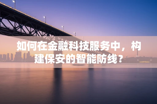 如何在金融科技服务中，构建保安的智能防线？