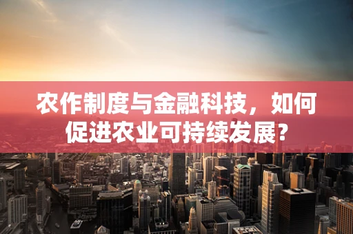 农作制度与金融科技，如何促进农业可持续发展？