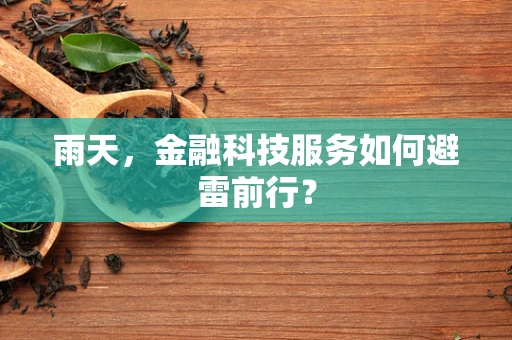 雨天，金融科技服务如何避雷前行？
