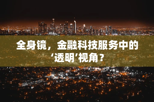 全身镜，金融科技服务中的‘透明’视角？