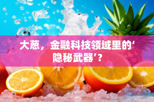 大葱，金融科技领域里的‘隐秘武器’？
