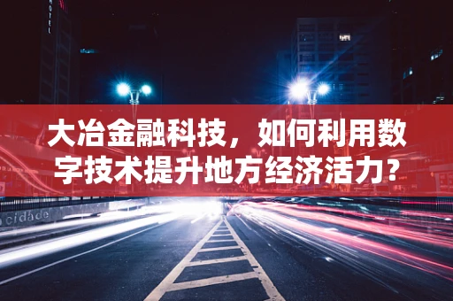 大冶金融科技，如何利用数字技术提升地方经济活力？