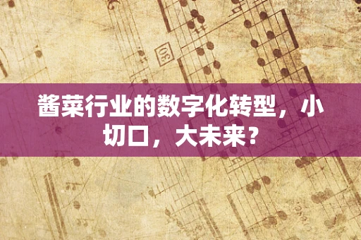 酱菜行业的数字化转型，小切口，大未来？